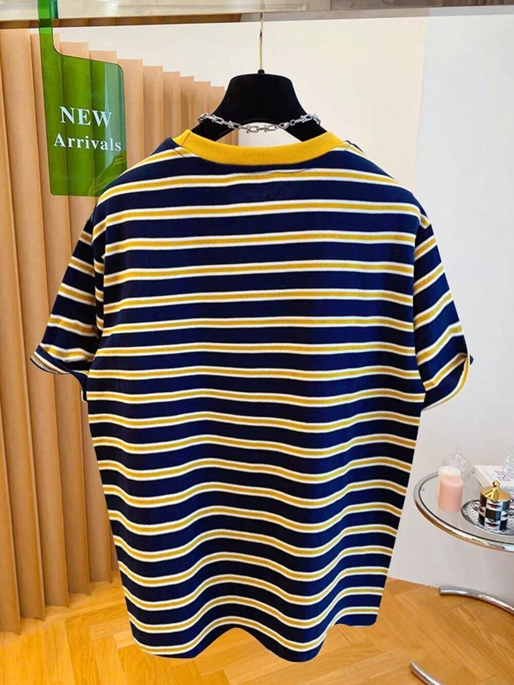 Multicolor Casual Women's Striped Short Sleeve T-Shirt - Picture 2 of 5